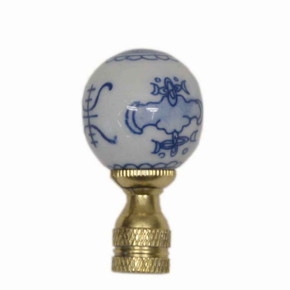 Hand Painted Blue and Lamp Finial from the Far East